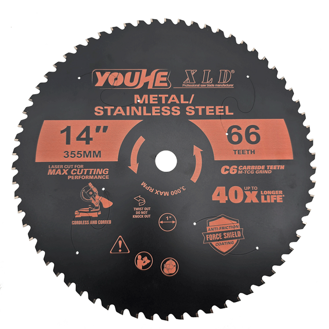 14" 355MM*66T TCT Teflon Coating Metal Cutting Saw Blade