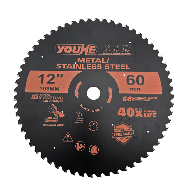 12" 305MM*60T TCT Teflon Coating Metal Cutting Saw Blade