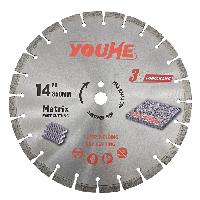 14" 350*25.4MM Laser Welded Matrix Diamond New Cement Saw Blade