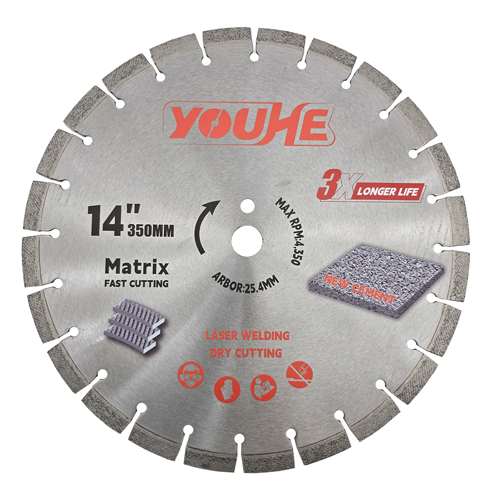 14" 350*25.4MM Laser Welded Matrix Diamond New Cement Saw Blade