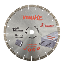 12" 300*25.4MM Laser Welded Matrix Diamond General Purpose Saw Blade
