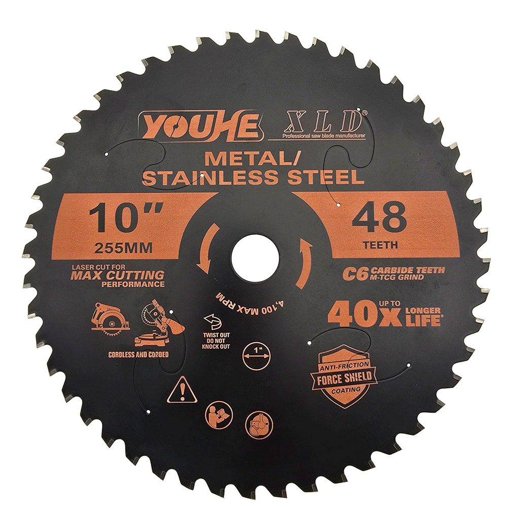 10" 255MM*48T TCT Teflon Coating Metal Cutting Saw Blade