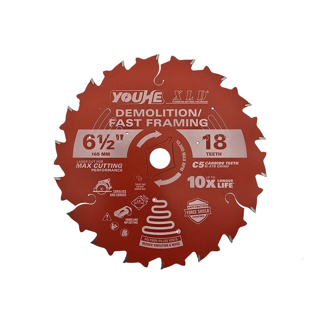 6-1/2" 165MM*18T TCT Teflon Coating Wood Cutting Saw Blade