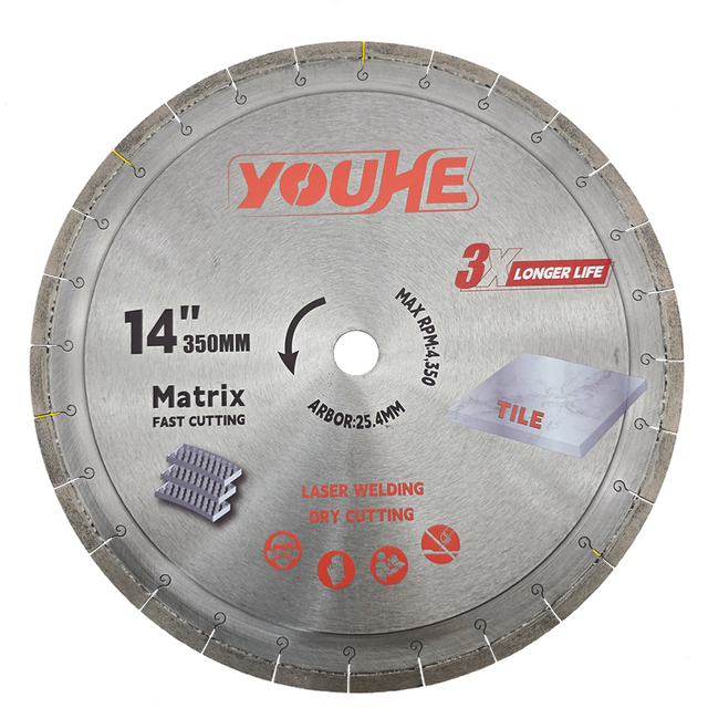 4" 350*25.4MM Laser Welded Matrix Diamond General Purpose Saw Blade