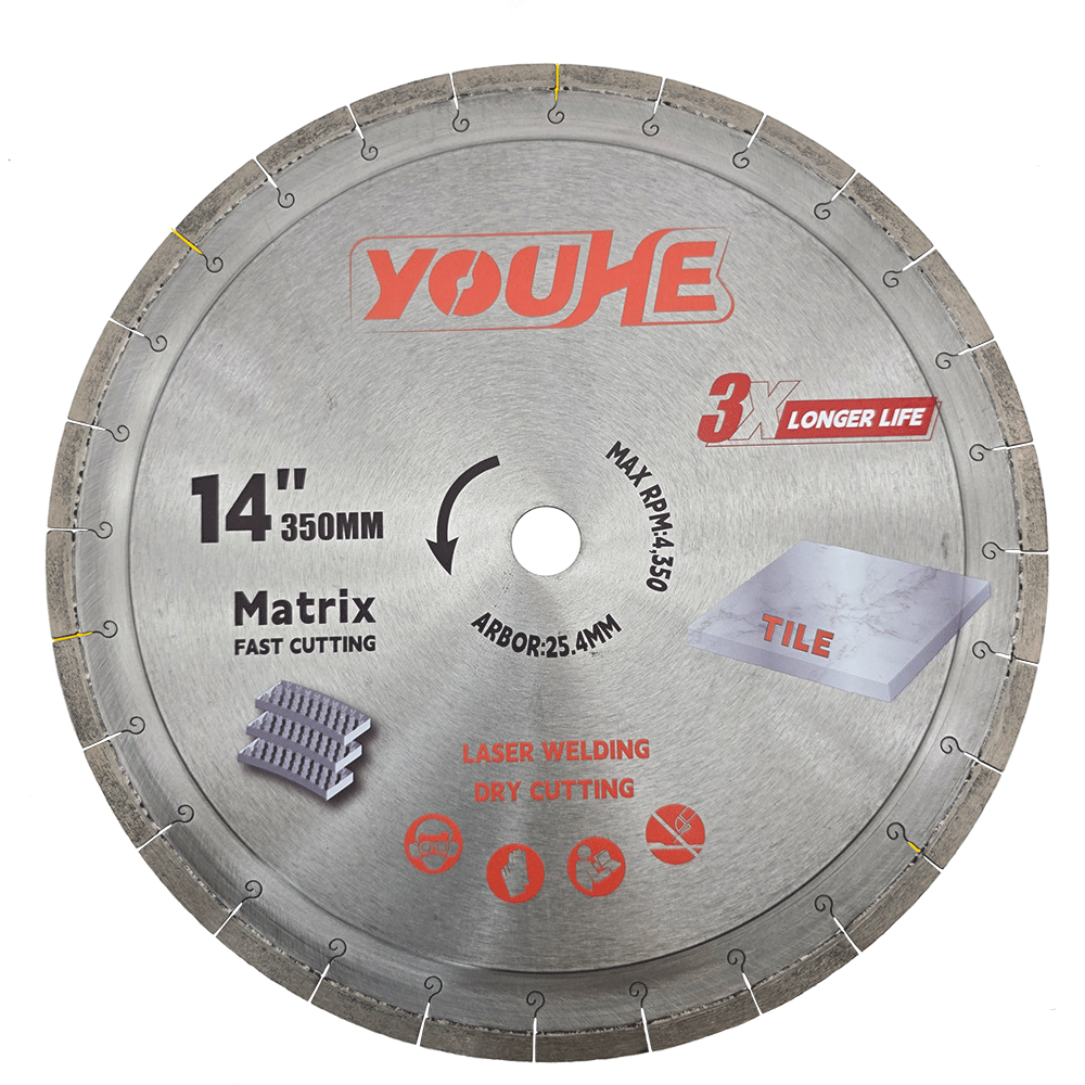 4" 350*25.4MM Laser Welded Matrix Diamond General Purpose Saw Blade